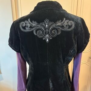 Metro 7 Black Velvet Vest with Embroidery